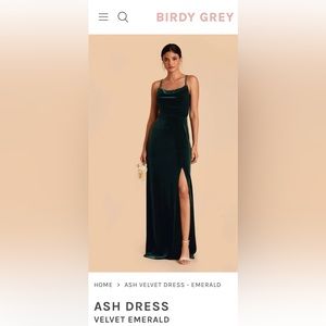 Birdy Grey Ash Velvet Dress in Emerald size S